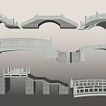 Modern Arch Bridge Flat Bridge Landscape 3d model