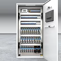 Advanced Industrial Control Cabinet With Electrical Components Circuit Breakers And Control Panel