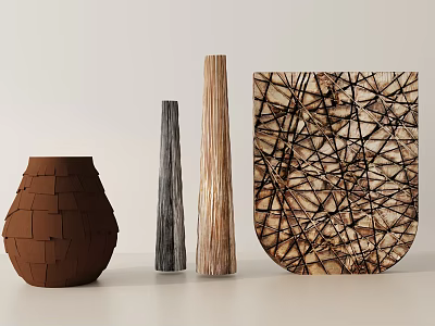 Modern Decorative Ornament Set With Various Shapes Textures And Neutral Tones For Home Decor 3d model
