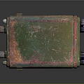 Rusted Green Metal Box With Vintage Industrial Bolts And Worn Surface