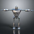 Silver Mechanical Robot With Extended Arms And Metallic Body Structure Design 3d model