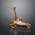 Elegant Golden Handcart Model With Stylish Wheels And Handle Design