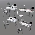 Modern Dressing Tables Interior With Chairs Round Mirrors Plants And Decor Items 3d model