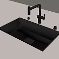 Black Single Bowl Kitchen Sink With Modern Faucet And Sleek Surface