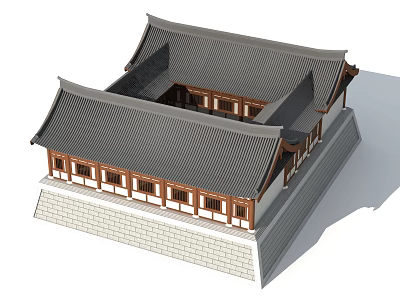 Chinese Ancient Hotel Academy Quadrangle 3d model
