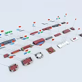 National Flags Display With Various Models In Different Shaped Arrangement
