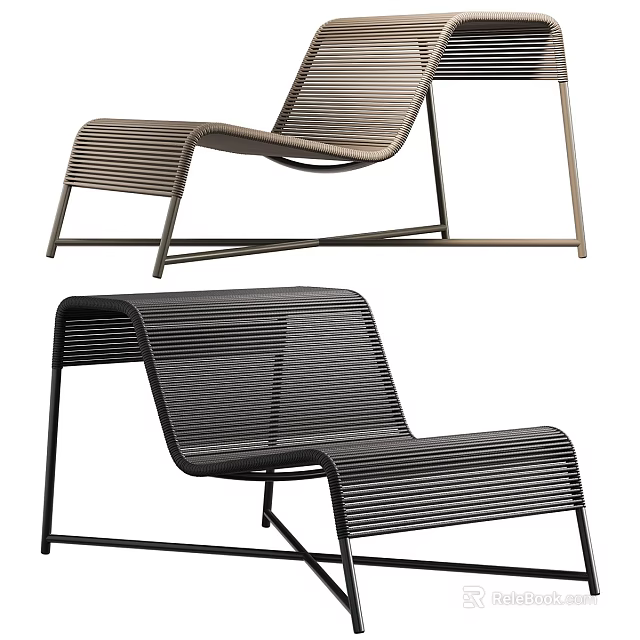 Modern Outdoor Chairs With Metal Frame And Woven Design In Brown And Black 3d model 