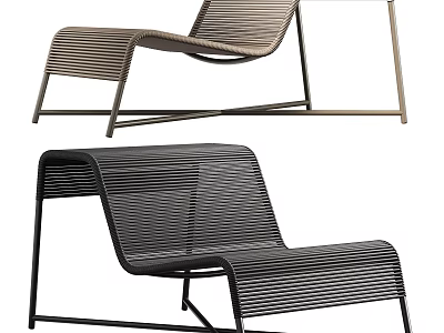 Modern Outdoor Chairs With Metal Frame And Woven Design In Brown And Black 3d model