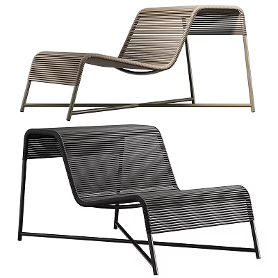 Modern Outdoor Chairs With Metal Frame And Woven Design In Brown And Black 3d model