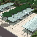 Parking Lot Design With Covered Canopies Trees And Paved Ground