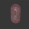Ornate Decorative Oval Metal Plaque With Intricate Carved Patterns And Designs