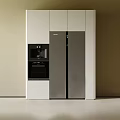 Modern Sleek White and Gray Refrigerator Cabinet in Kitchen Interior Design