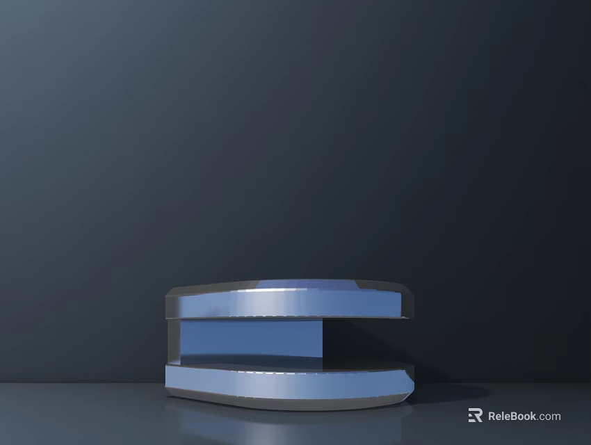 Modern Multi Tier Display Shelf With Sleek Metal Frame And Reflective Surface 3d model