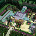 Traditional Ancient Architecture Complex Featuring Classic Roof And Lush Garden Surrounded By Trees