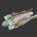 Detailed Turbine Engine Structure With Internal Blades And Metal Casing