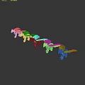 Colorful Game Movie Dragon Characters Arranged in a Row with Metallic Shine