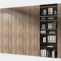 Modern Wall Mounted Wooden Decorative Cabinet With Shelves Books Folders And Ornaments