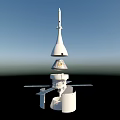 Spacecraft Structure With Conical Capsule Crew Module And Solar Panels For Space Mission