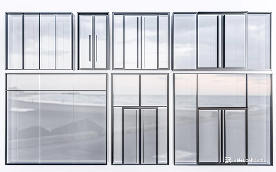 Contemporary Double Doors With Glass Panels And Multiple Styles For Interior Exterior 3d model 