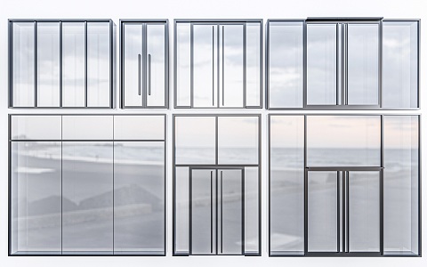 Modern Glass Door Shop Glass Door and Window Floor Glass Window Glass Door 3d model