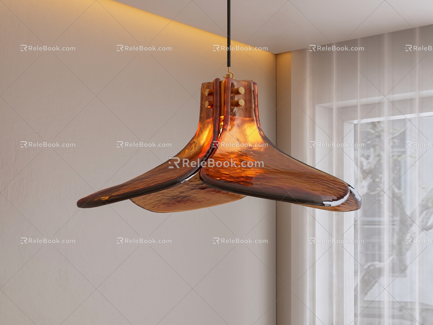 Vintage Chandelier All Copper Glass Chandelier 3d model