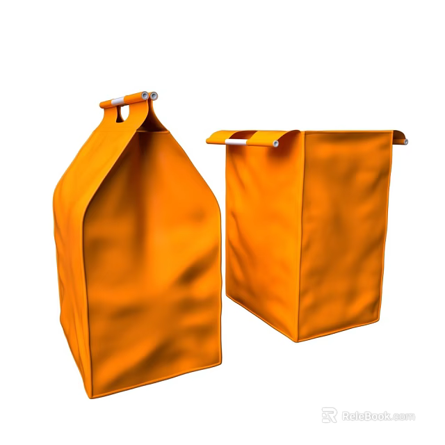 Two Practical Orange Storage Bags With Top Handles For Home Organization Needs 3d model 