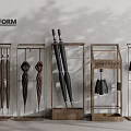 Household Umbrella Display Stands With Black Brown Umbrellas And Modern Style