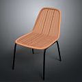 Stylish Orange Woven Chair With Black Metal Legs And Comfortable Seat