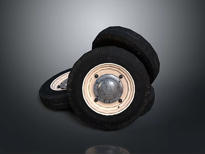 Black Stacked Tires With Metal Rims Classic Design And Smooth Texture 3d model