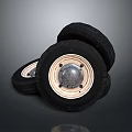 Black Stacked Tires With Metal Rims Classic Design And Smooth Texture
