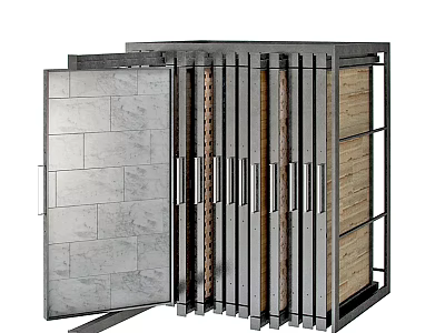 Display Cabinet Shelf Featuring Metal Frame And Various Panel Materials 3d model