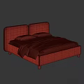 Modern White Upholstered Bed Frame With Soft Pillows And Linen Sheets 3d model
