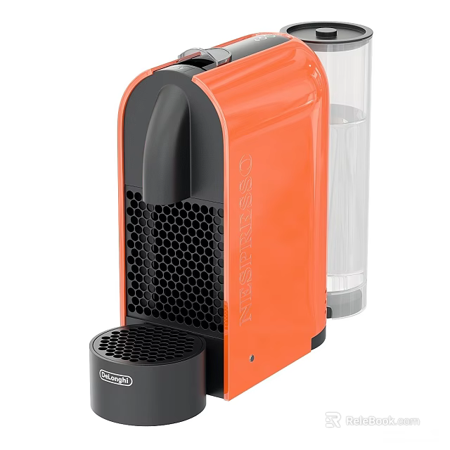Stylish Orange NESPRESSO Coffee Machine Home Kitchen Appliance With Transparent Cup 3d model 