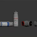 Medical Devices Including Cylinders Sprayers And Red Silver Components Displayed 3d model