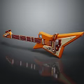 Orange Triangular Body Electric Bass Guitar With Unique Design And Metal Components