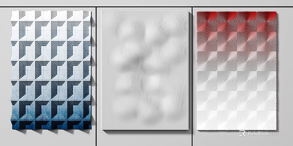 Modern Wall Decor with Geometric Patterns Textured Surfaces and Color Gradients 3d model
