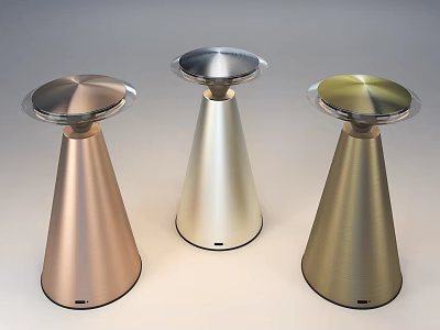 Modern Table Lamps With Conical Bases Copper Silver Gold Transparent Tops 3d model