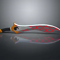Fantasy Decorative Knife With Red Hexagon Pattern Blade And Black Orange Handle