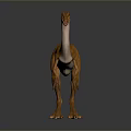 Orange Colored Dinosaur Model Standing On Gray Background With Long Neck And Tail 3d model
