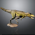 Yellow Spotted T Rex Dinosaur Model in Dynamic Standing Pose on Rock Base 3d model