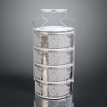 Silver Patterned Tiered Storage Container With Stackable Layers And Handle 3d model