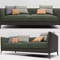 Modern double sofa multiplayer sofa 3d model