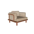 Comfortable Modern Single Sofa With Light Beige Fabric And Wooden Frame Design