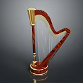 Exquisite Wooden Harp With Golden Accents Strings And Elegant Base