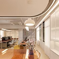 Modern Conference Room Interior With Long Table Orange Chairs And Wooden Slatted Ceiling