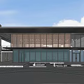 Modern Contemporary Sales Office Architecture With Glass Curtain Walls Water Features And Greenery