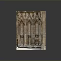 Gothic Stone Architecture Scenic View With Arched Structures Intricate Carvings And Metal Railing