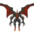 Menacing Demon Character With Large Red Black Wings Spiked Body Clawed Limbs And Flaming Feet