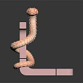 Pink Snake Coiled Around Pink Letter F Shaped Blocks On Dark Background