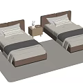 Modern single bed bedside table 3d model